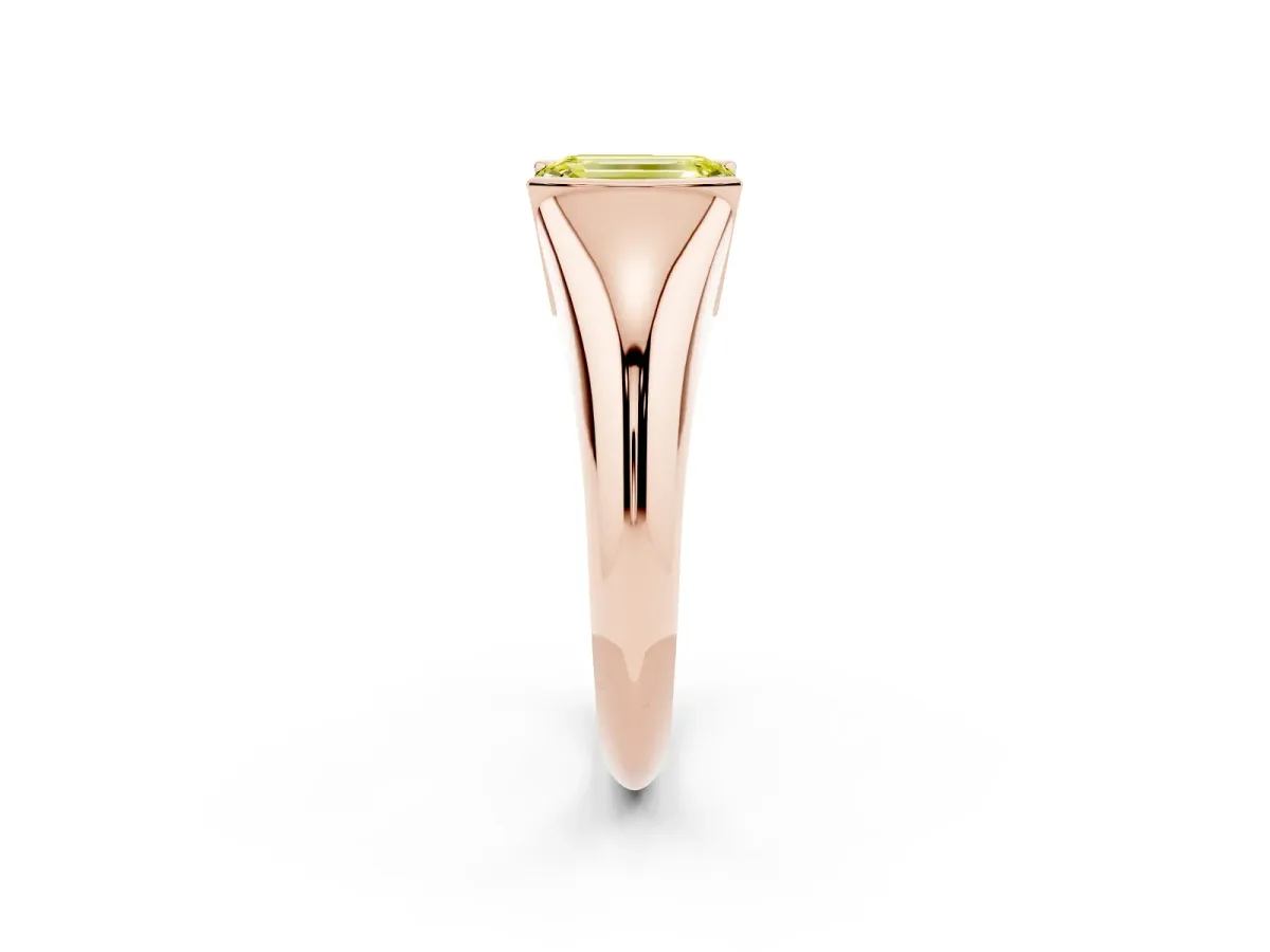 Fancy Yellow Emerald Cut Solitaire Tension Set Diamond Ring Rose gold