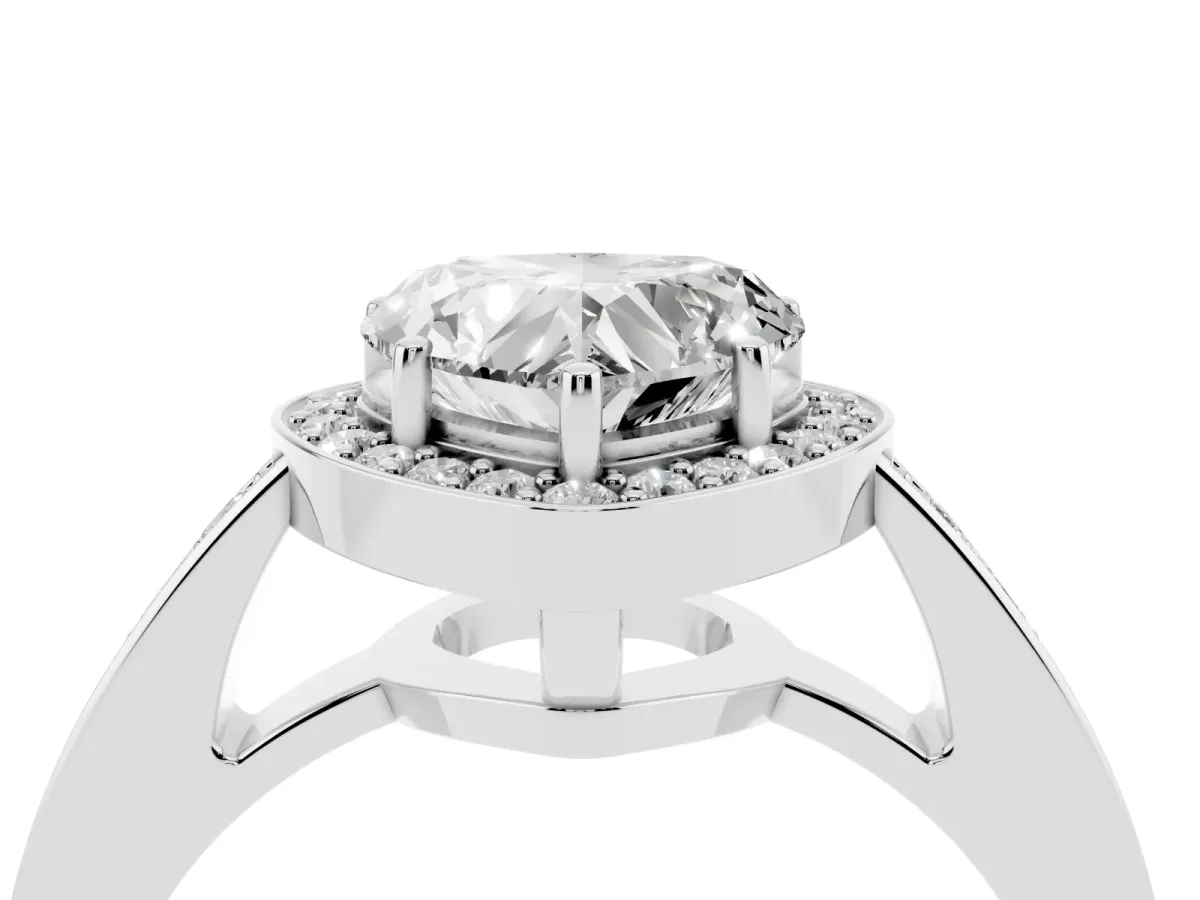 Heart Cut Halo Pavé Diamond Engagement Ring with Bezel Setting Platinum