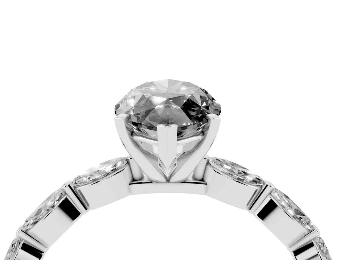 Fancy Black Marquise Cut Diamond Ring with Marquise Side Stones and Prong Setting Platinum