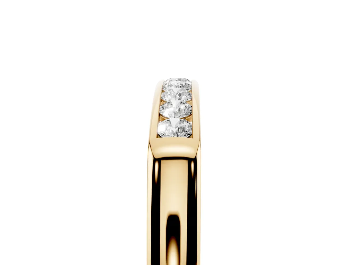 Channel Set Round Diamond Flat Band Yellow gold