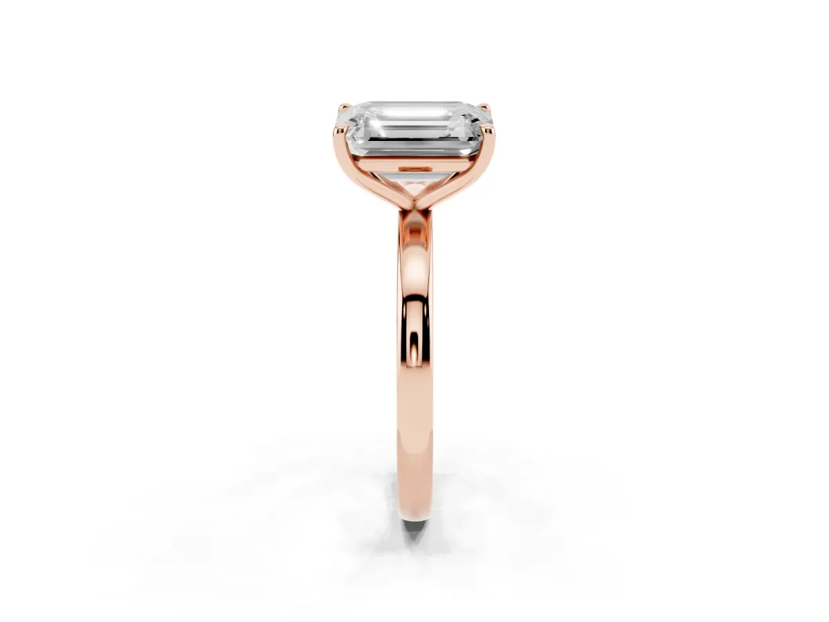 Fancy Pink Oval Cut and Emerald Cut Toi Moi Ring with Prong Setting Rose gold