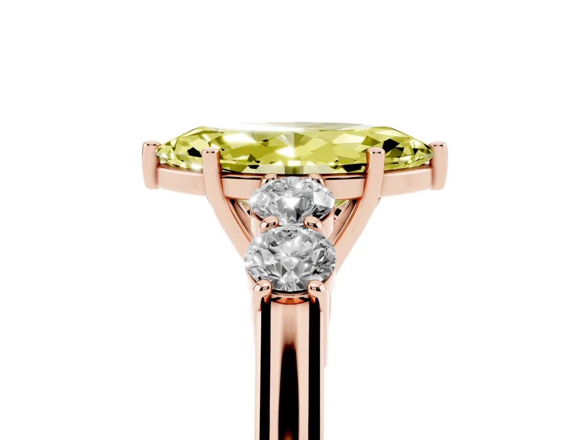 Fancy Yellow Marquise Cut Cut Diamond Five-Stone Prong Set White Gold Ring Rose gold
