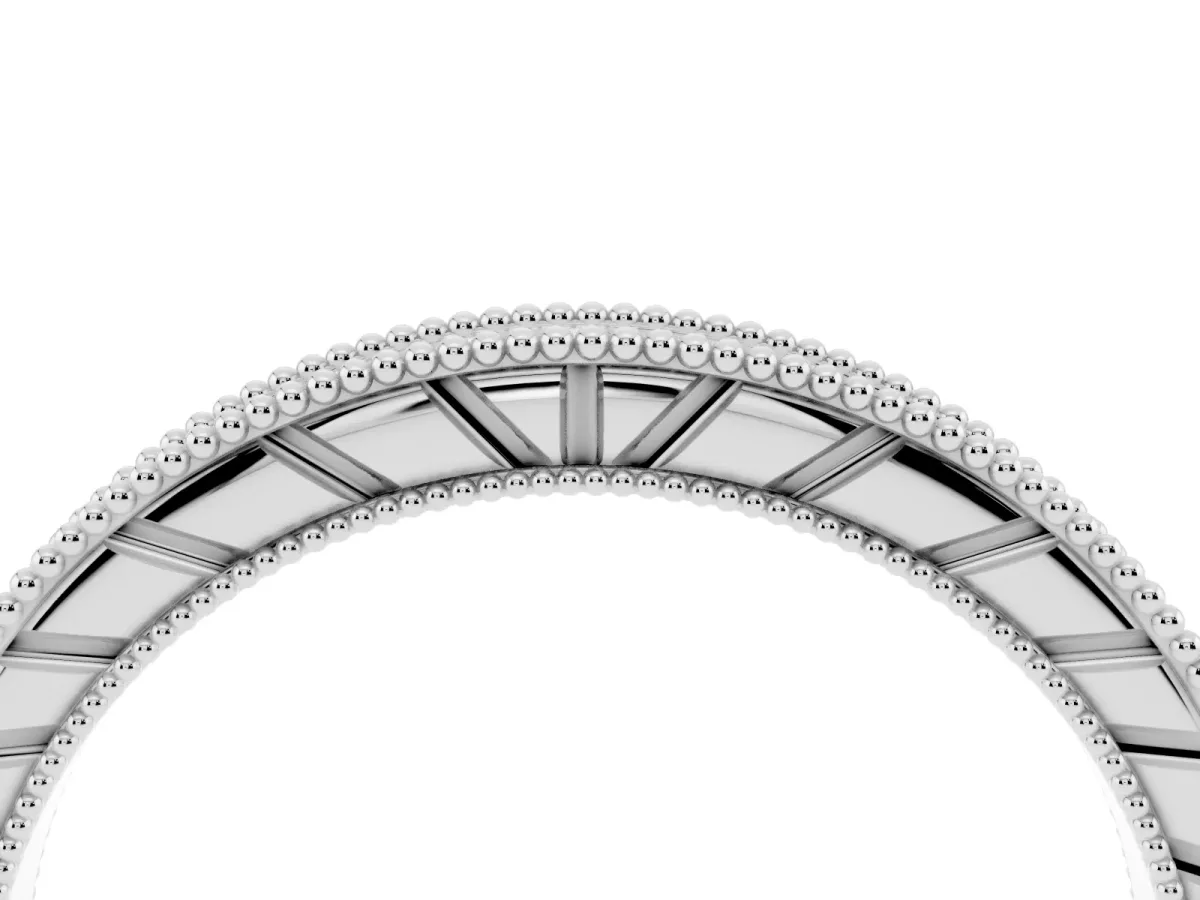 Round Cut Diamond Milgrain Eternity Band with Channel Setting Silver