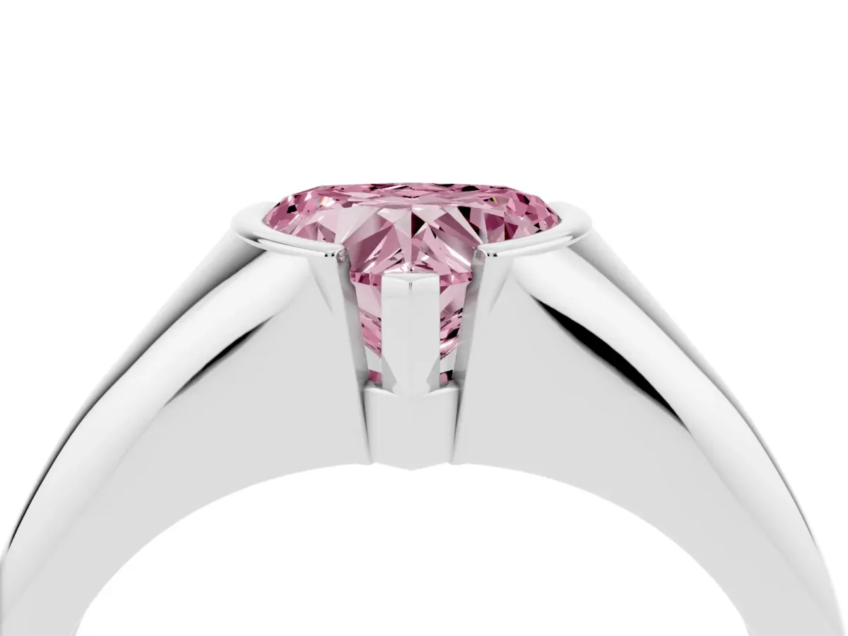 Fancy Pink Heart Cut Solitaire Tension Set Diamond Ring White gold