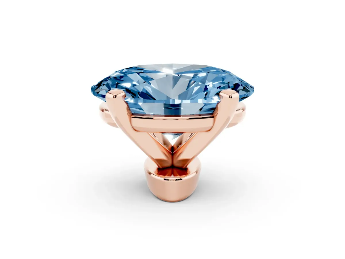 Fancy Blue Oval Cut Diamond Solitaire Ring with Prong Setting and Classic Band Rose gold