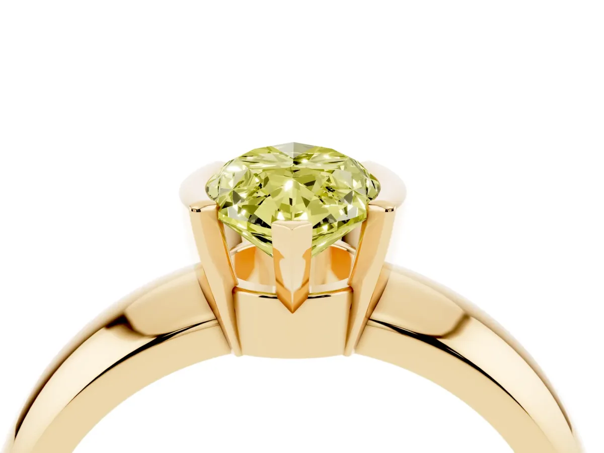 Fancy Yellow Marquise Cut Solitaire Tension Set Diamond Ring with Wide Band Yellow gold