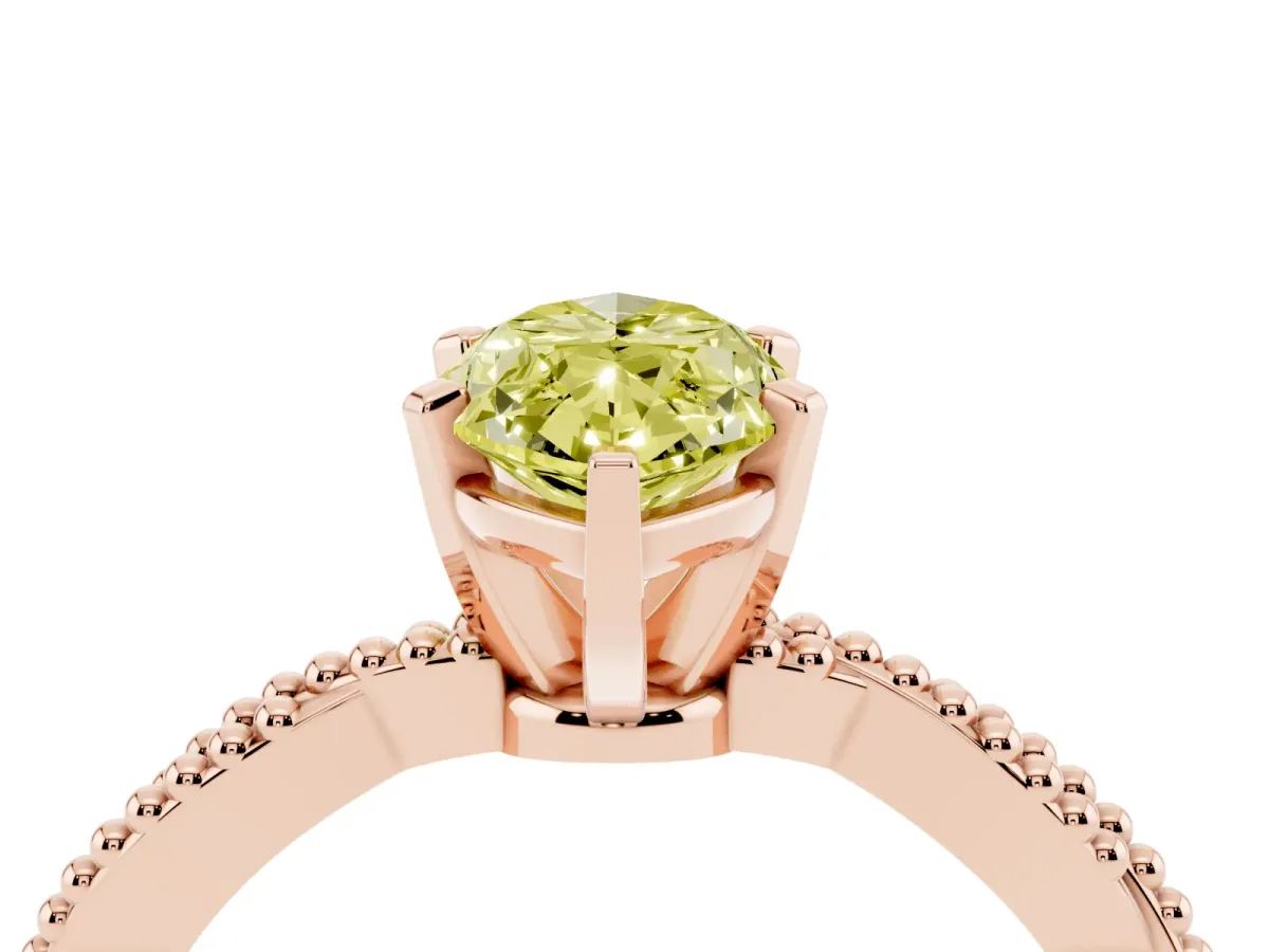 Fancy Yellow Marquise Cut Solitaire Twisted Band with Bead Prong Setting Rose gold