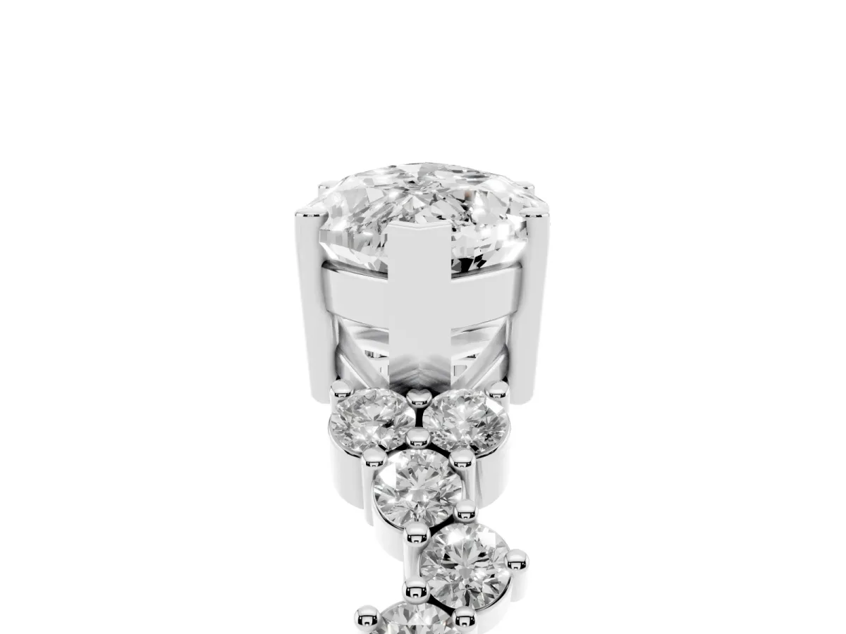 Marquise Cut Diamond Scattered Round Accent Ring with Prong Setting Platinum