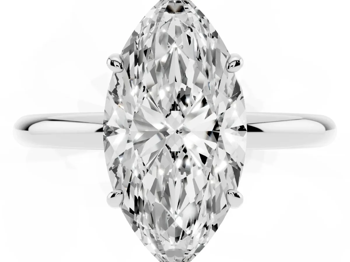 Oval Cut Solitaire Diamond Ring with Four-Prong Setting on a Plain Band Platinum