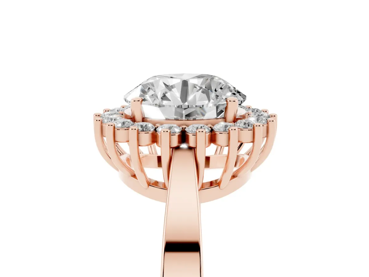 Round Cut Cut Diamond Halo Ring with Round Brilliant Halo and Solitaire Band Rose gold