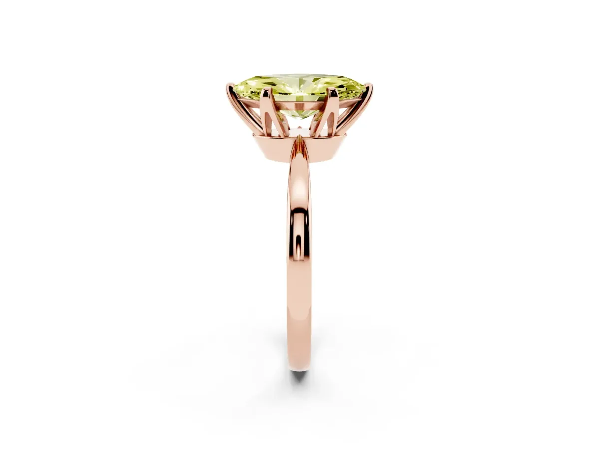 Fancy Yellow Marquise Cut Solitaire Engagement Ring with Six-Prong Setting and Tapered Band Rose gold