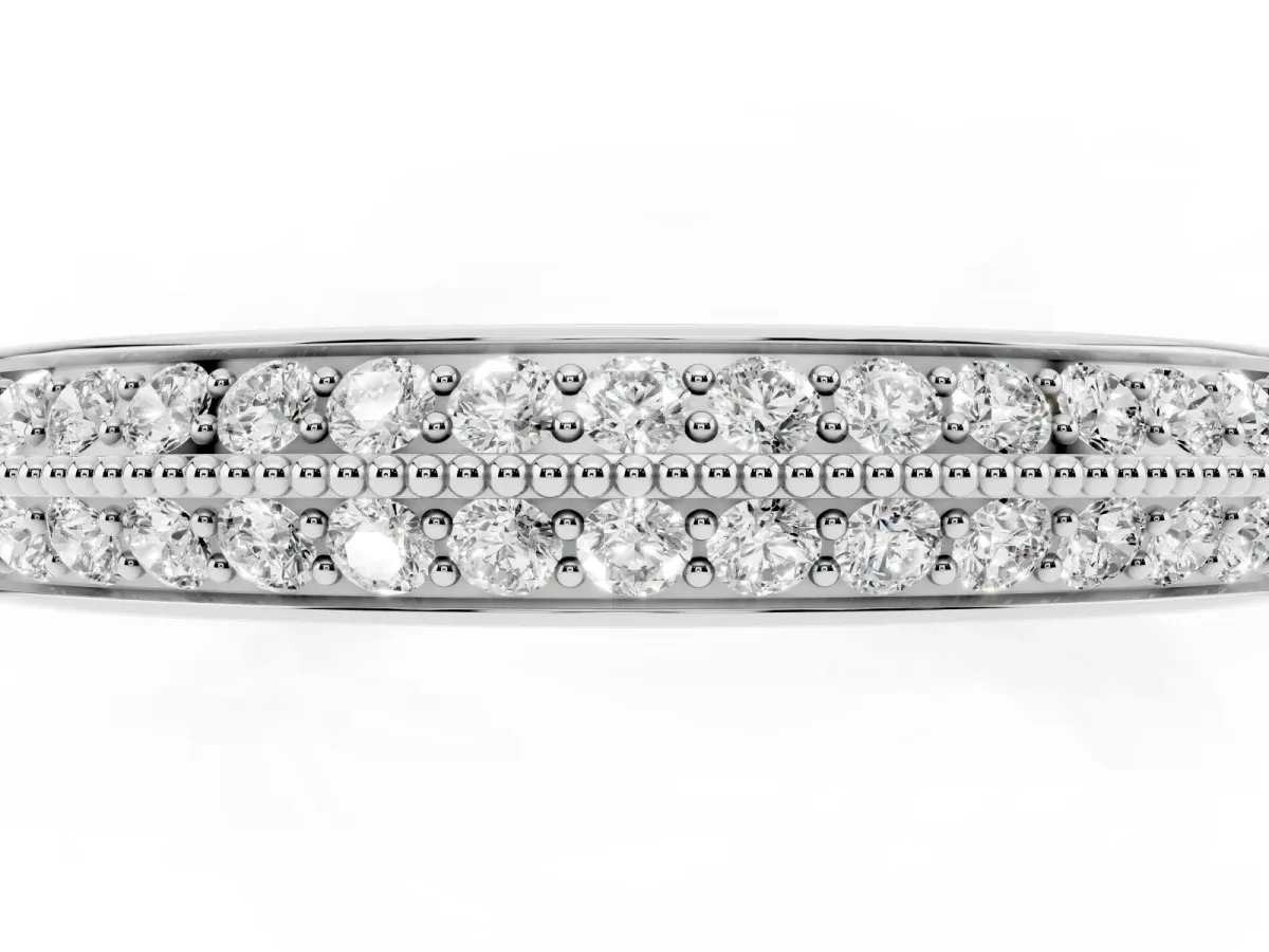 Round Diamond Pave Eternity Band with Milgrain Edging Platinum