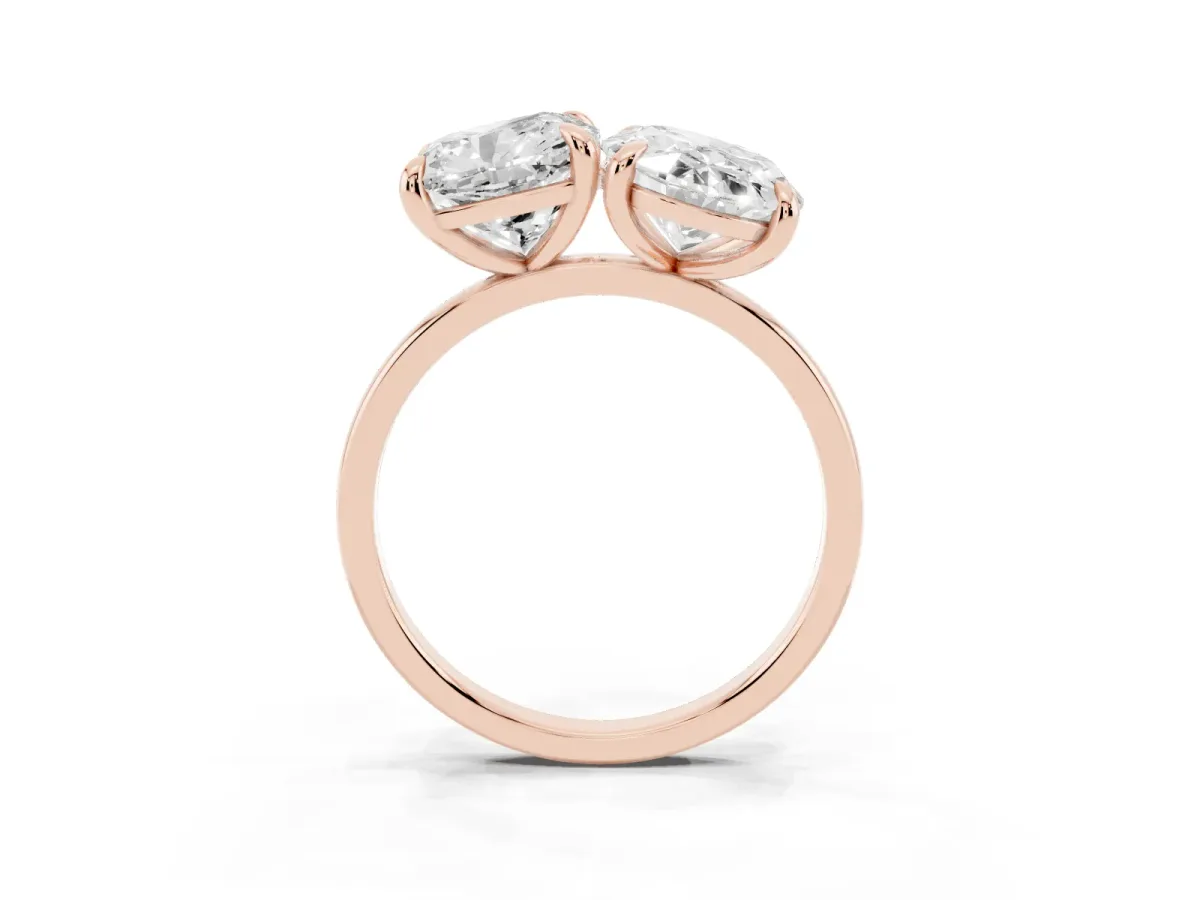 Oval and Cushion Toi Moi Ring with Prong Setting and Plain Band Rose gold