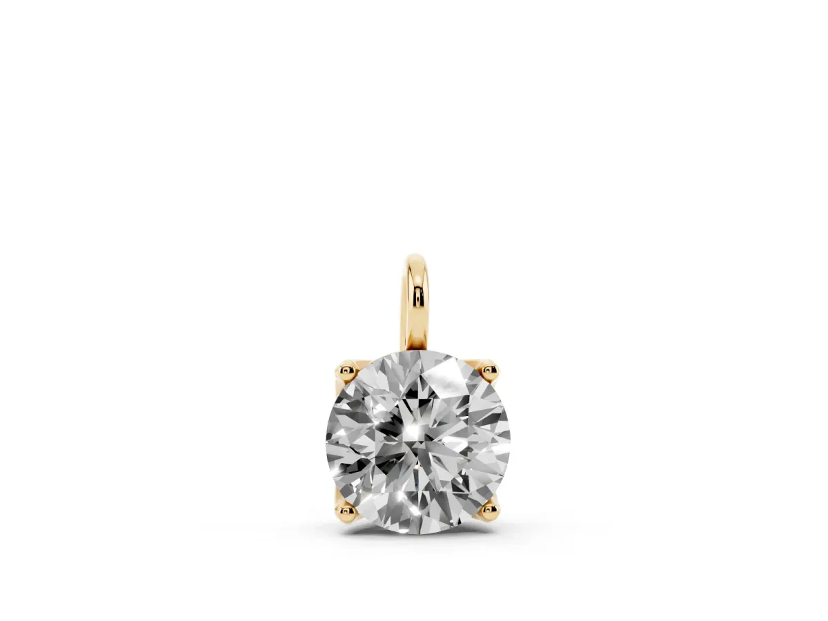 Round Solitaire Pendant with Four-Prong Setting Yellow gold