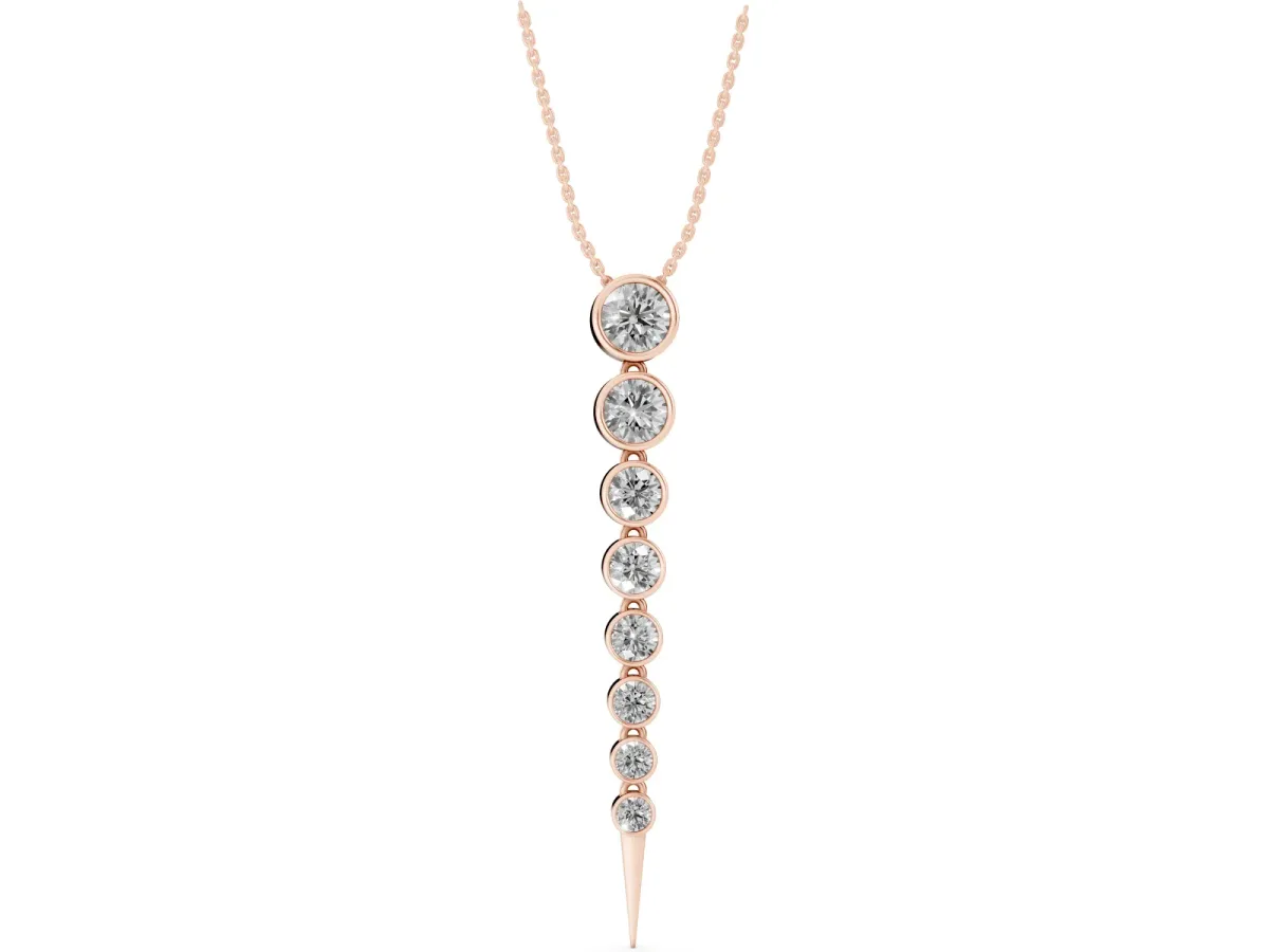 Round Diamond Drop Necklace with Bezel Setting Rose gold