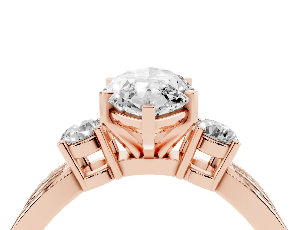Three-Stone Marquise Cut Cut Diamond Twist Band with Prong Setting Rose gold