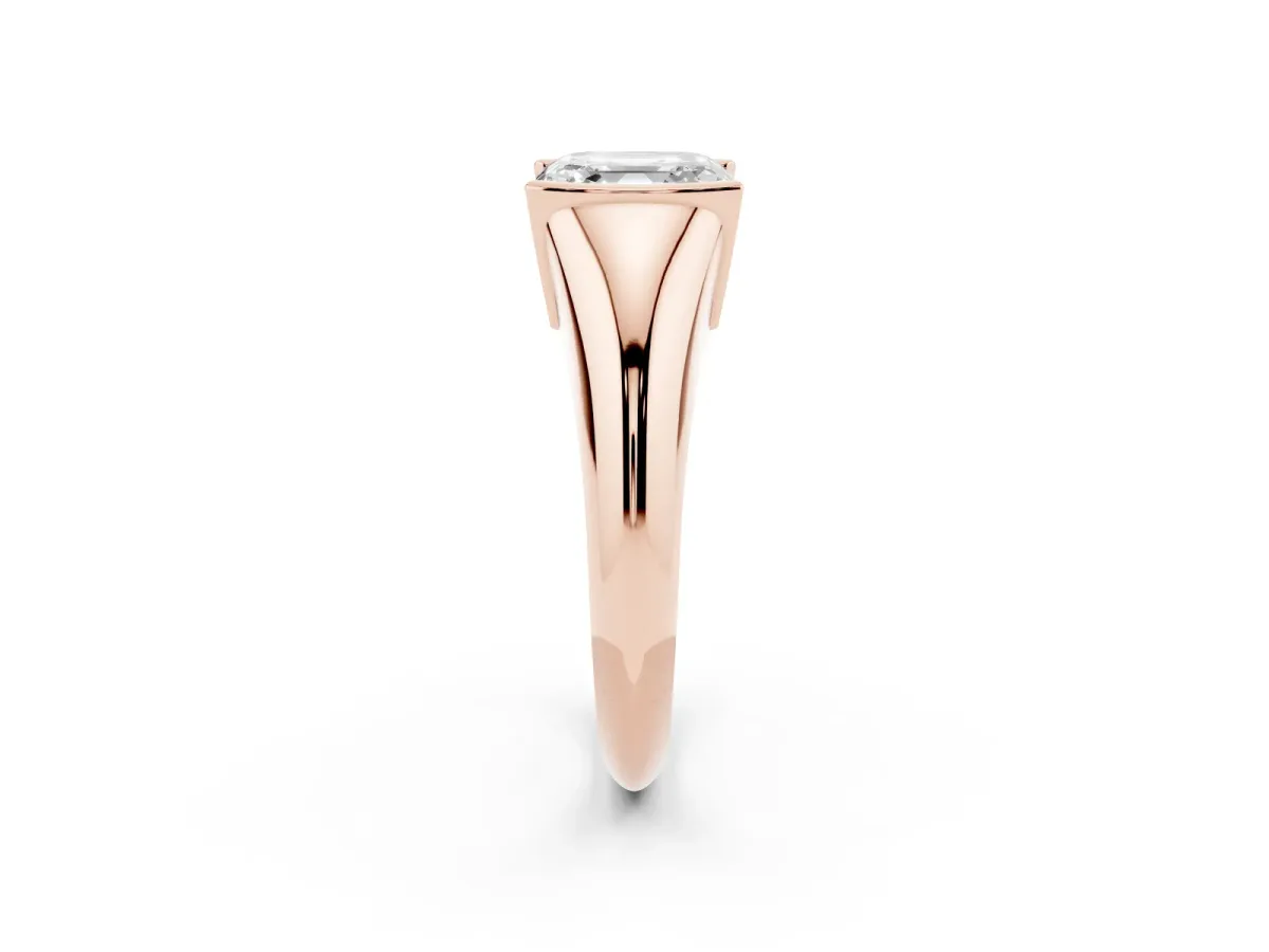 Asscher Cut Solitaire Tension Set Diamond Ring Rose gold