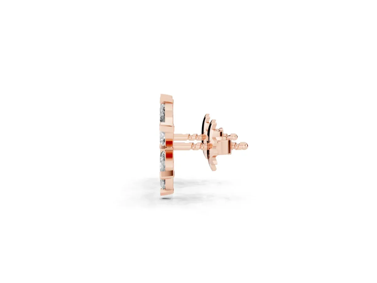 Marquise Diamond Sunflower Stud Earrings Rose gold