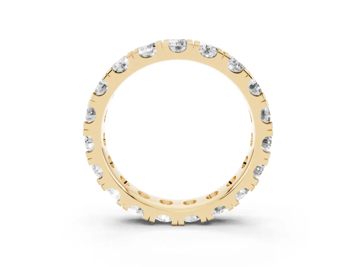 Round Diamond Full Eternity Band with U-Prong Setting Yellow gold