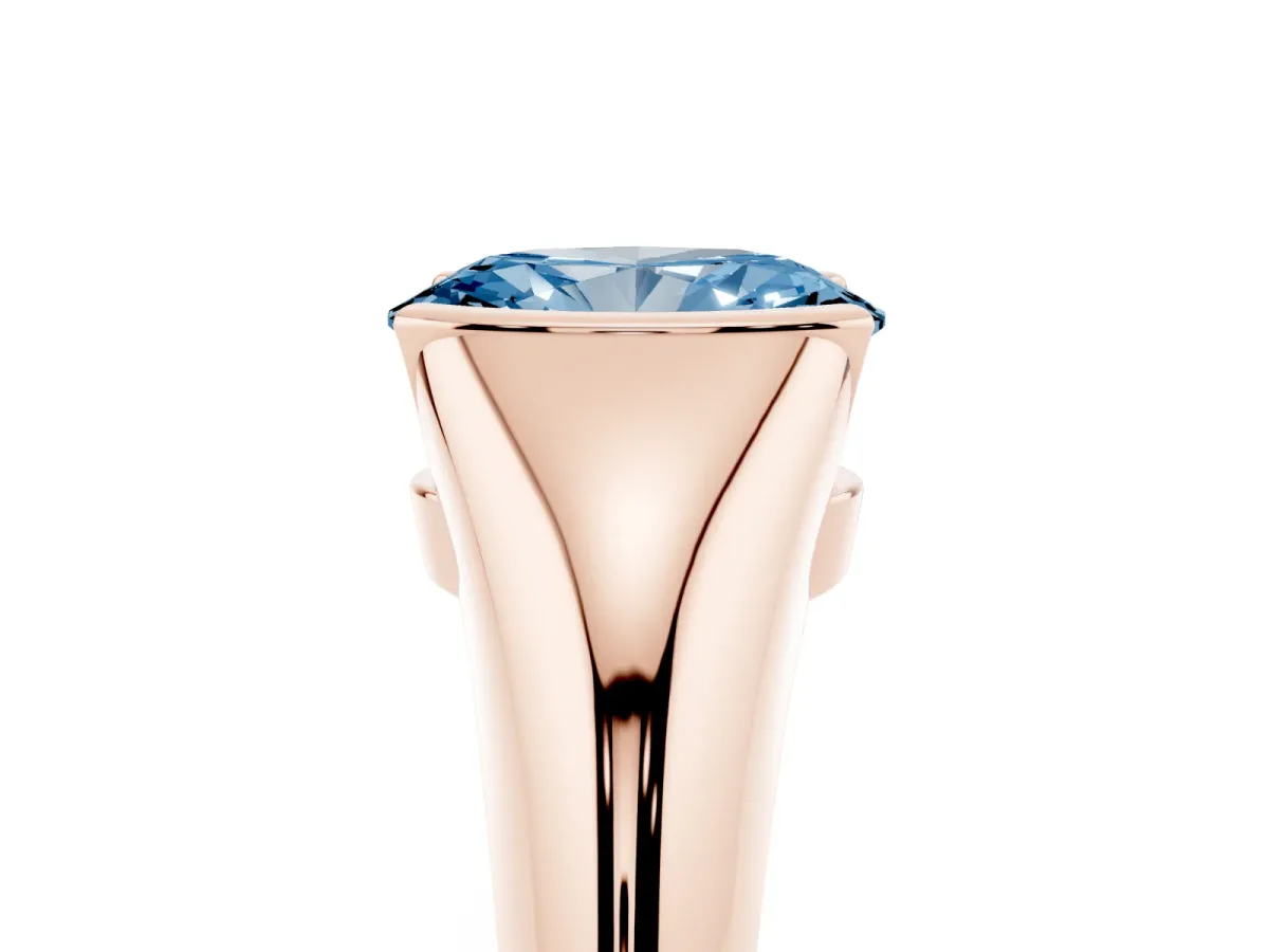 Fancy Blue Oval Cut Solitaire Tension Set Diamond Ring Rose gold