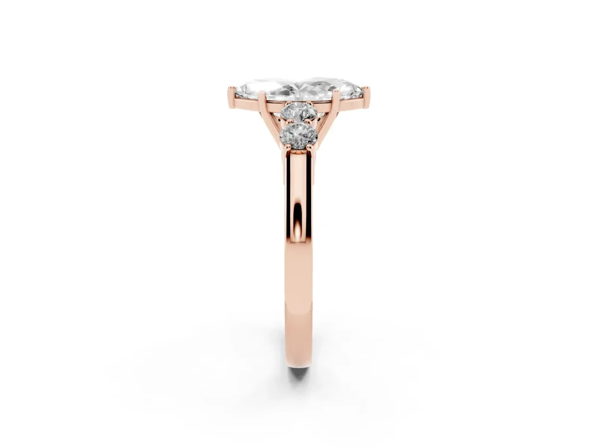 Marquise Cut Cut Diamond Five-Stone Prong Set White Gold Ring Rose gold