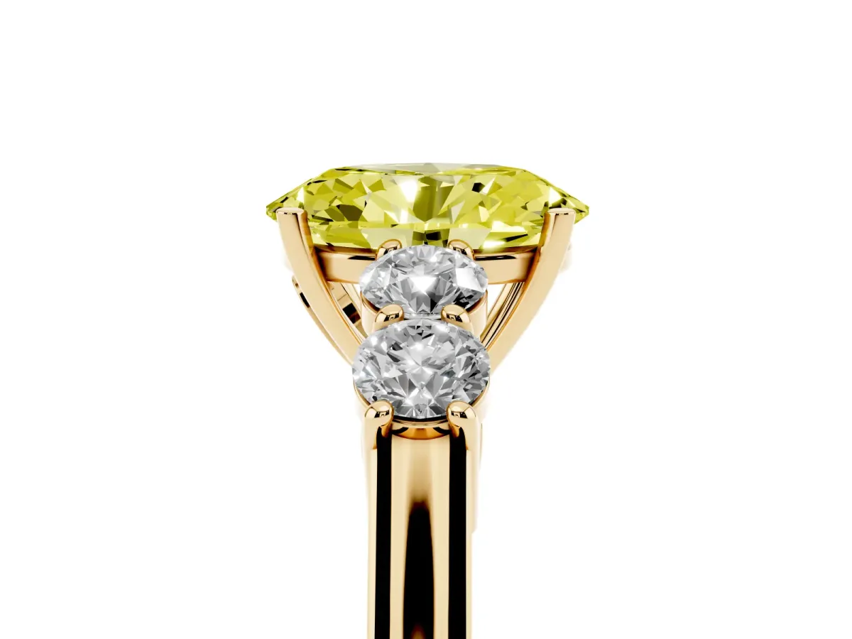 Fancy Yellow Oval Cut Cut Diamond Five-Stone Prong Set White Gold Ring Yellow gold