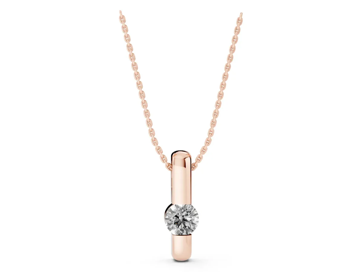 Round Bezel-Set Diamond Pendant Rose gold