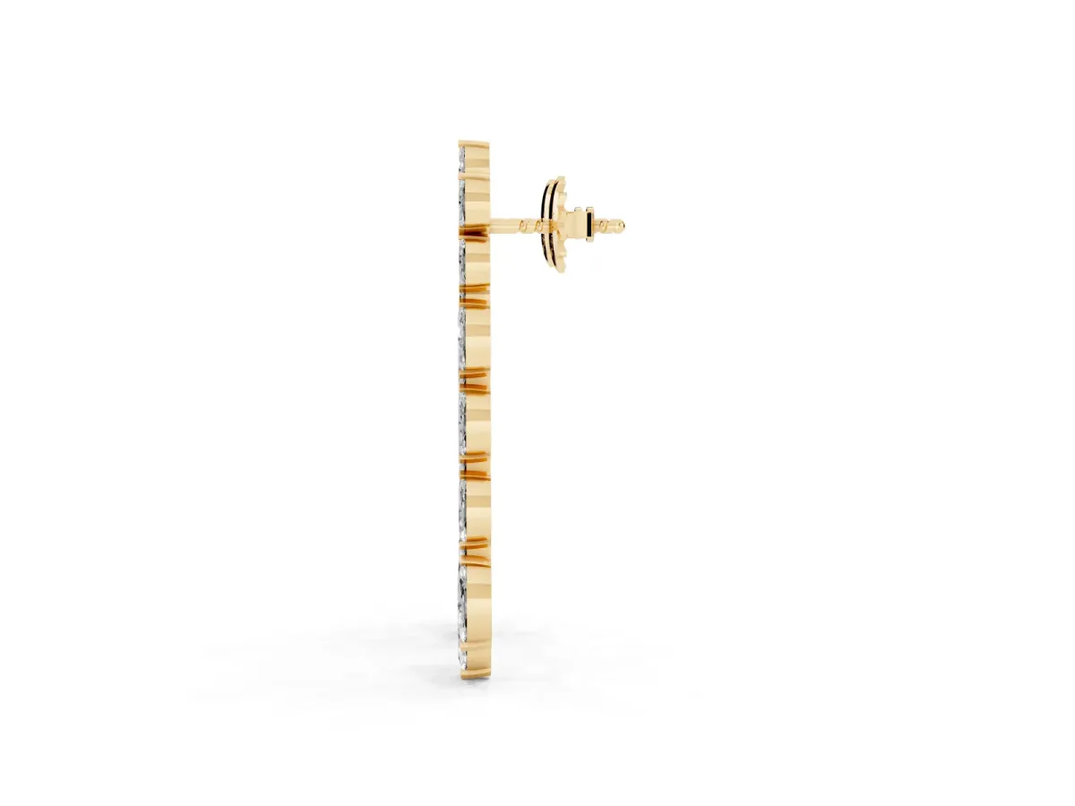 Marquise Diamond Linear Drop Earrings Yellow gold