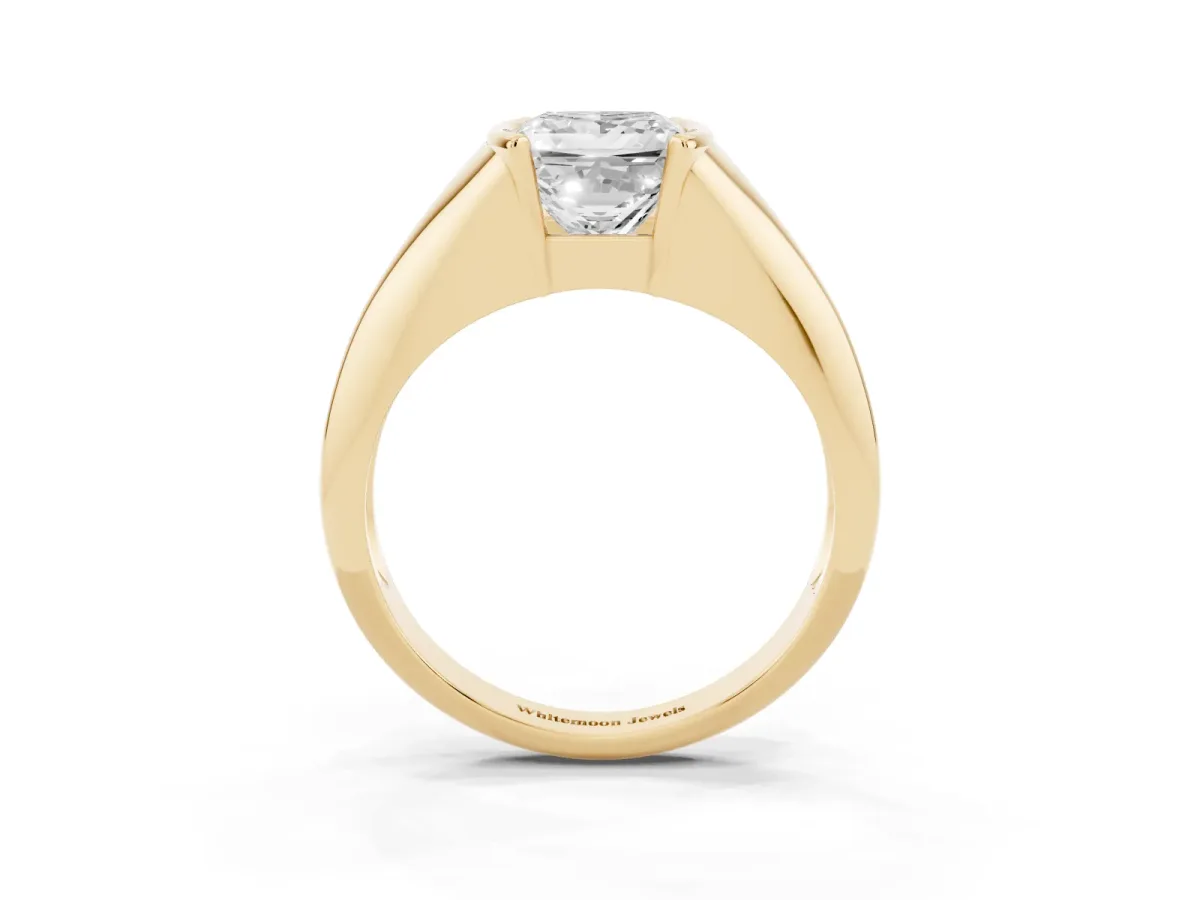 Princess Cut Solitaire Tension Set Diamond Ring Yellow gold
