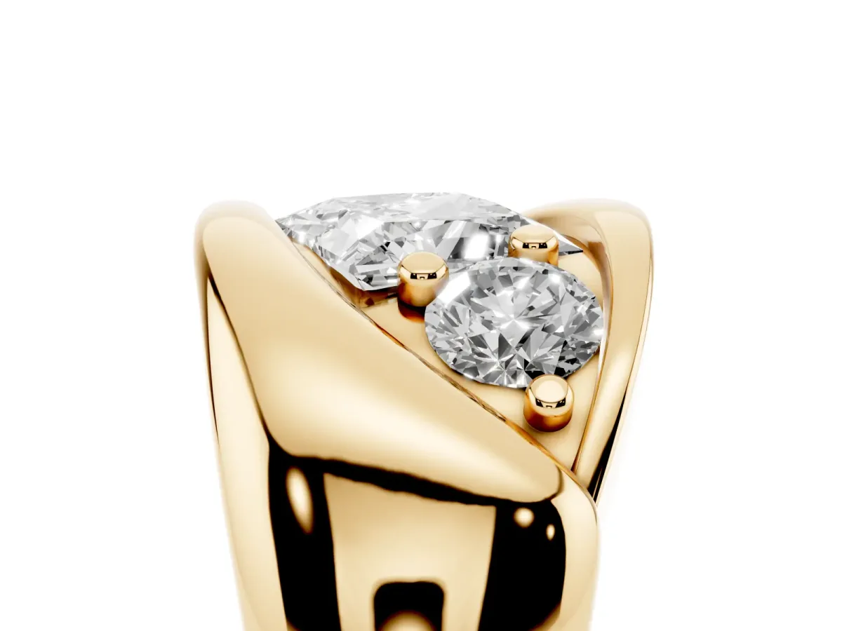 Channel Set Princess Cut Diamond Crossover Band Yellow gold