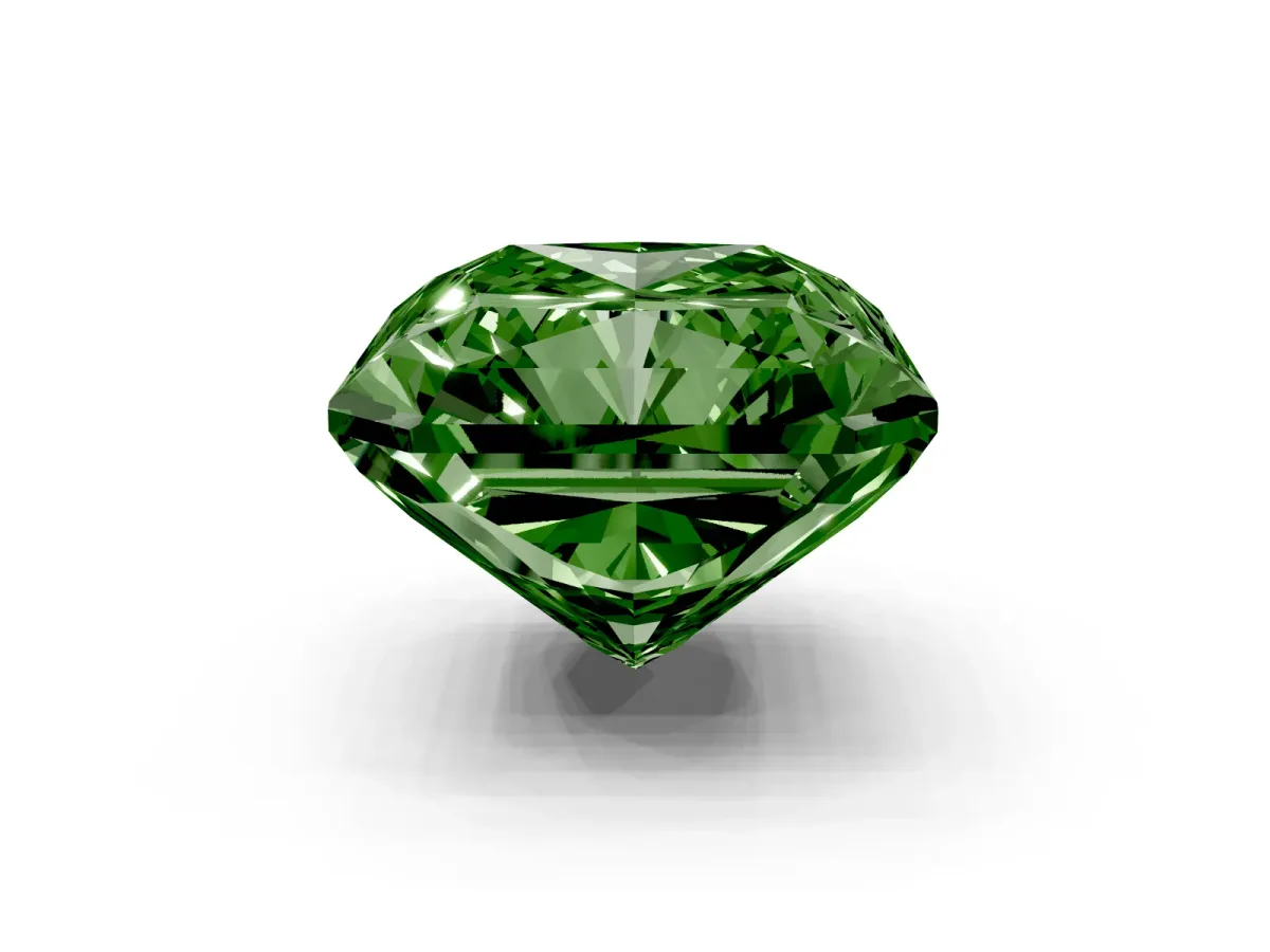 Fancy Green Radiant Cut Cut Pave Band Milgrain Solitaire Ring Silver