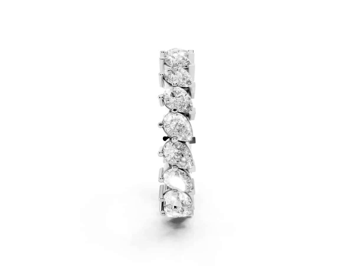 Pear Diamond Full Eternity Band with Shared Prong Setting Silver
