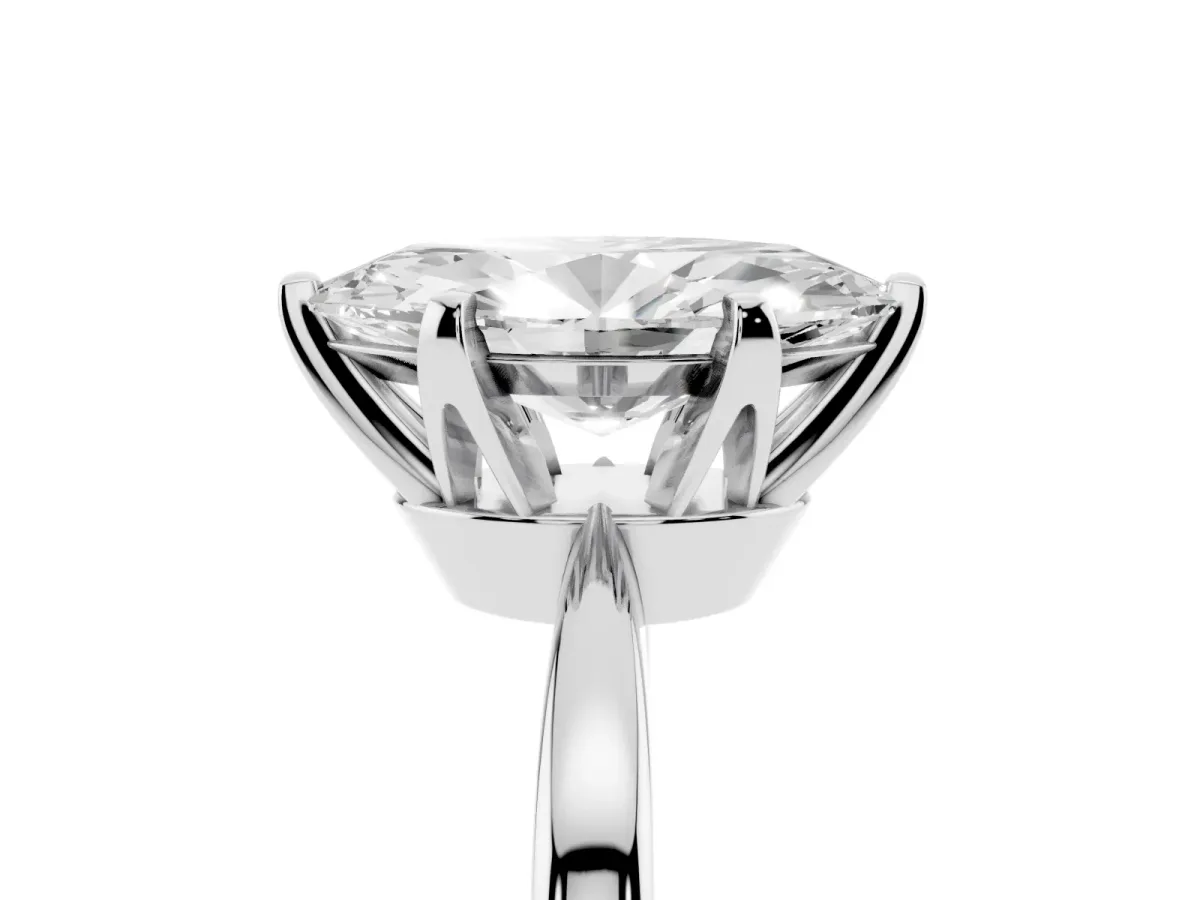 Marquise Cut Solitaire Engagement Ring with Six-Prong Setting and Tapered Band Silver