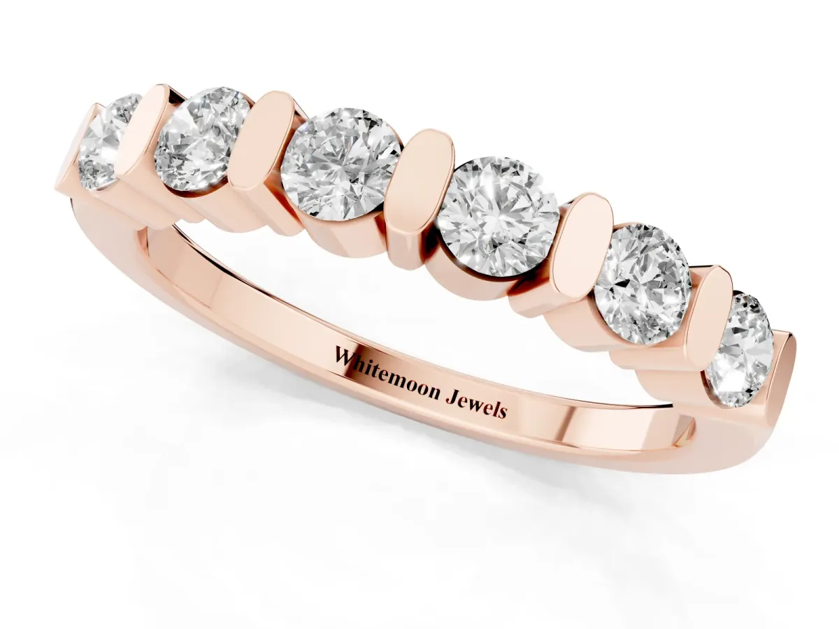 Channel Set Round Diamond Half Eternity Band Rose gold