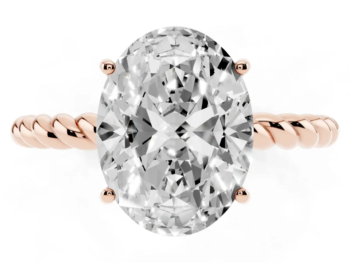 Oval Cut Solitaire Twisted Band 4-Prong Ring Rose gold