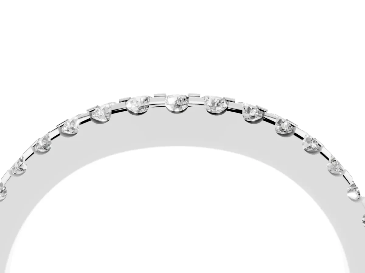 Round Diamond Pavé Curved Wedding Band White gold