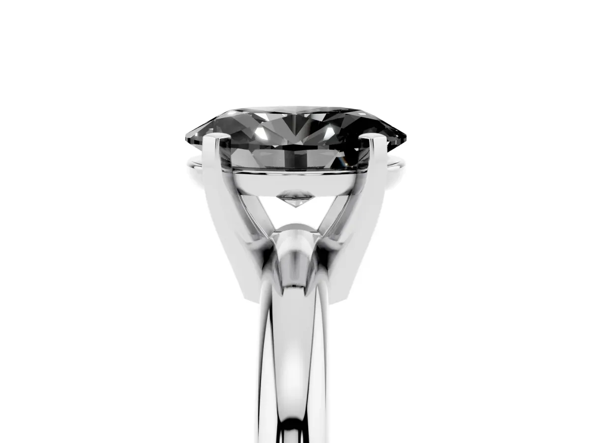 Fancy Black Oval Cut Diamond Solitaire Engagement Ring with Round Band and Four-Prong Setting Platinum