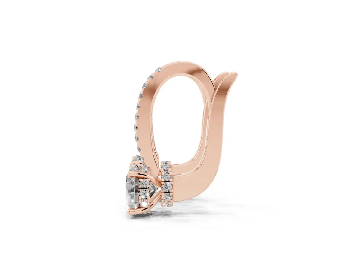 Round Diamond Hidden Halo Drop Earrings Rose gold