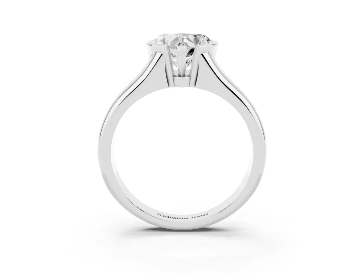 Heart Cut Solitaire Tension Set Diamond Ring with Split Shank Band Platinum