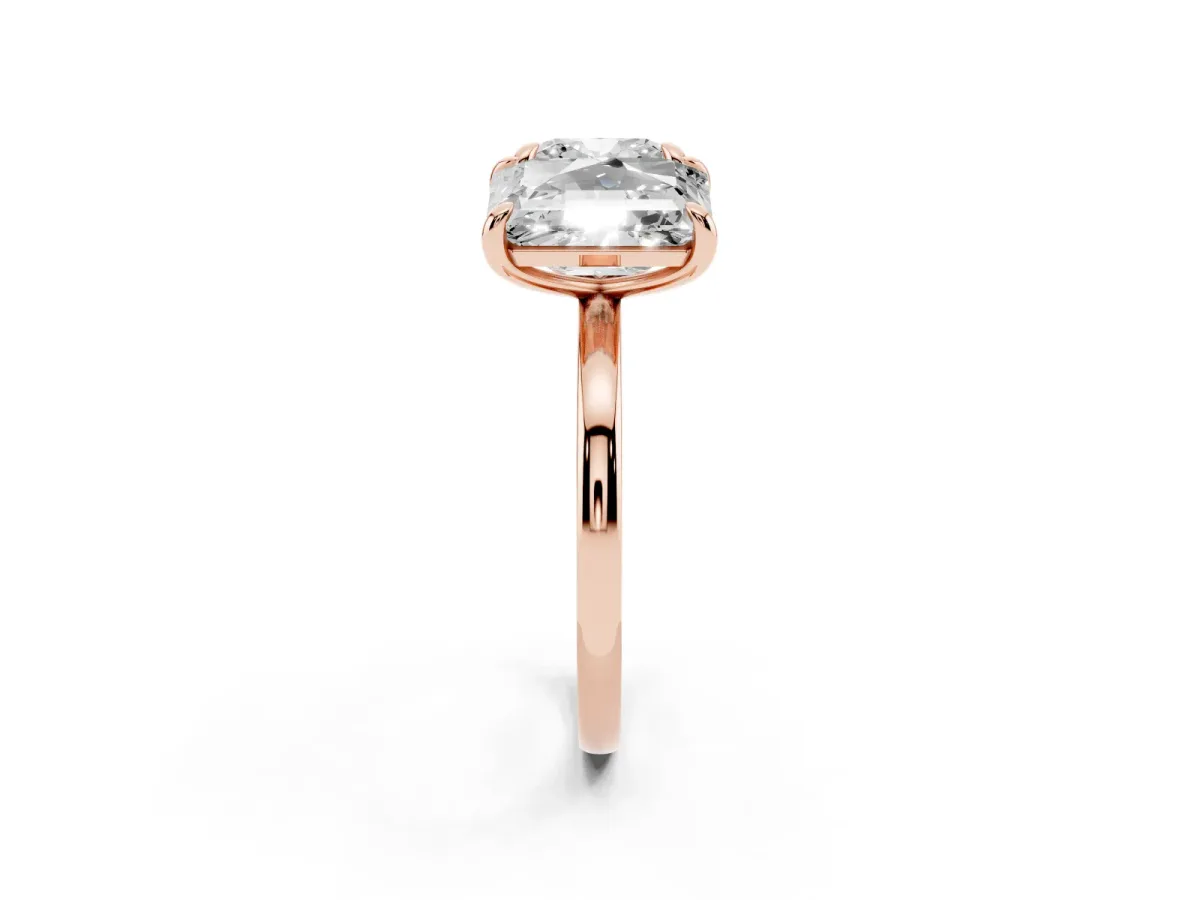 Cushion and Emerald Toi Moi Ring with Prong Setting and Plain Band Rose gold