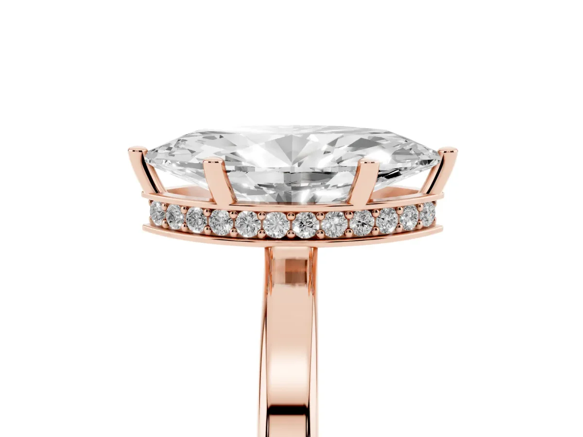 Marquise Cut Cut Solitaire Engagement Ring with Four-Prong Setting on a Classic Band Rose gold