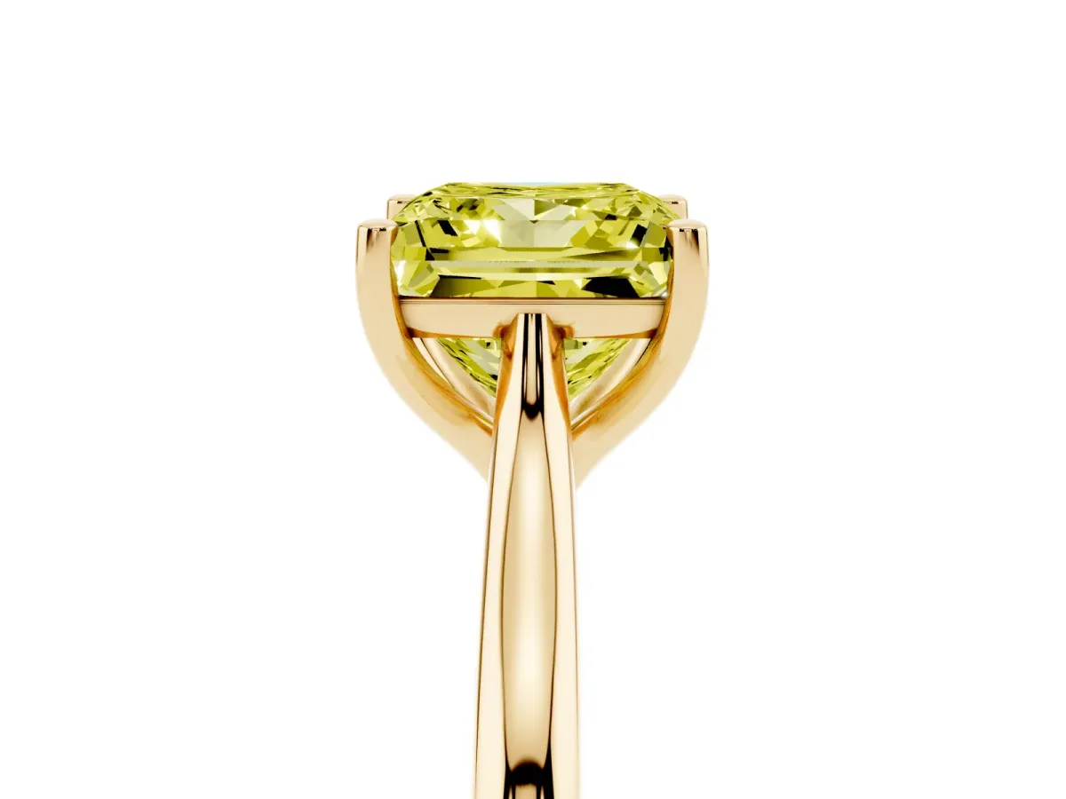 Fancy Yellow Princess Cut Cut Solitaire Ring with Cathedral Band and Four-Prong Setting Yellow gold