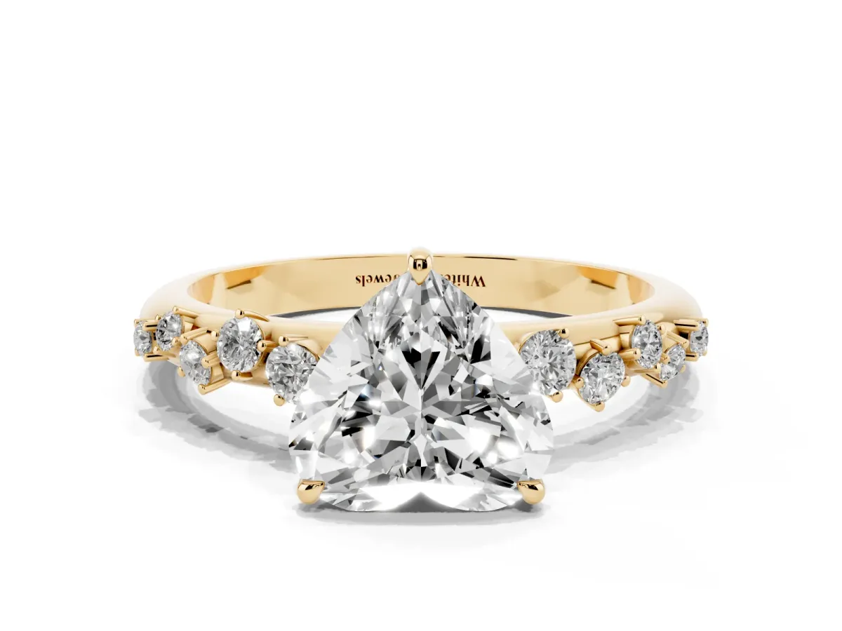 Heart Cut Diamond Cluster Prong-Set Solitaire Ring Yellow gold