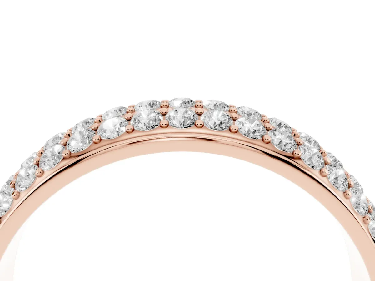 Three-Row Round Diamond Eternity Band with Shared Prong Setting Rose gold