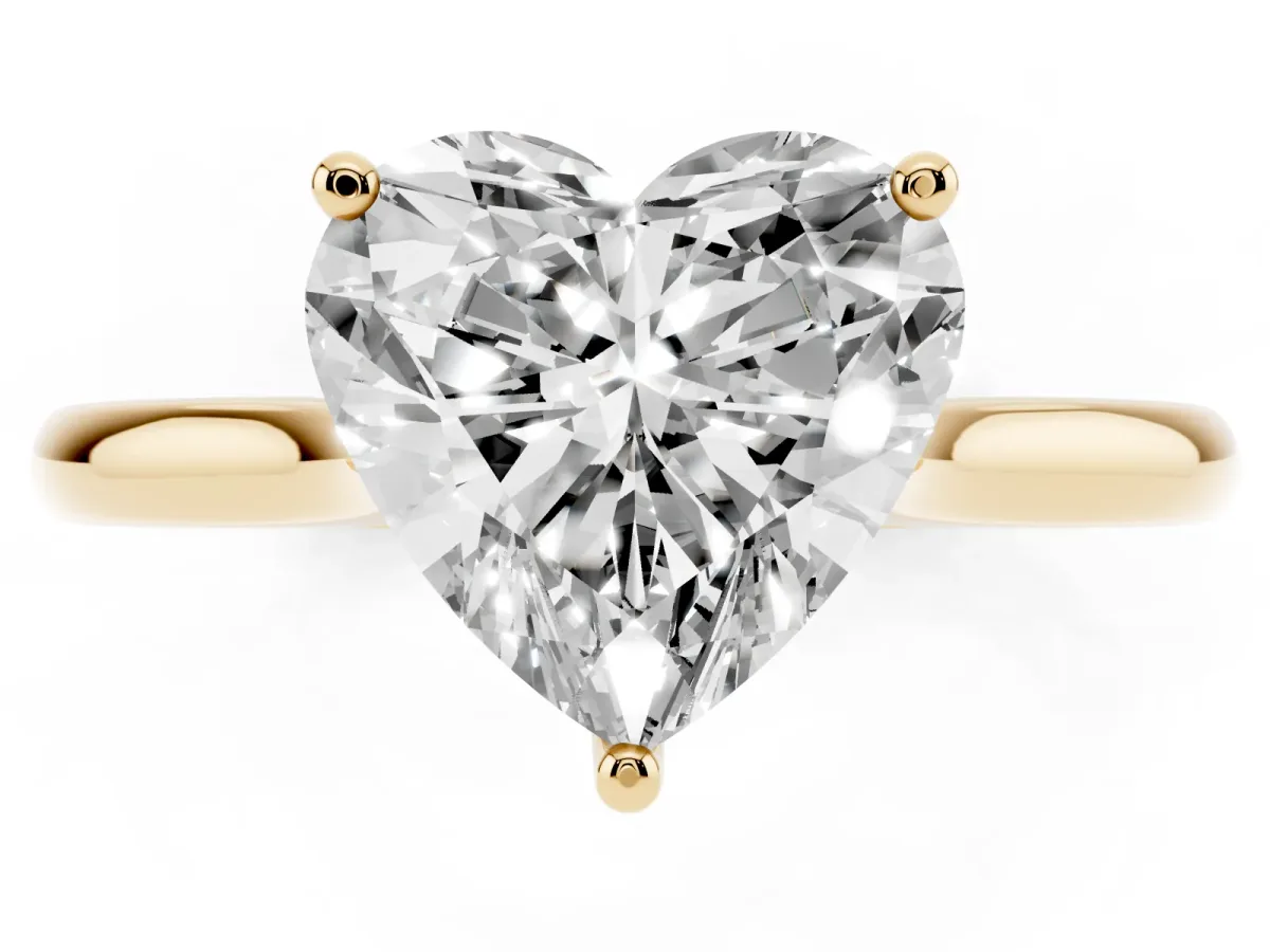 Heart Cut Cut Solitaire Ring with Cathedral Band and Four-Prong Setting Yellow gold