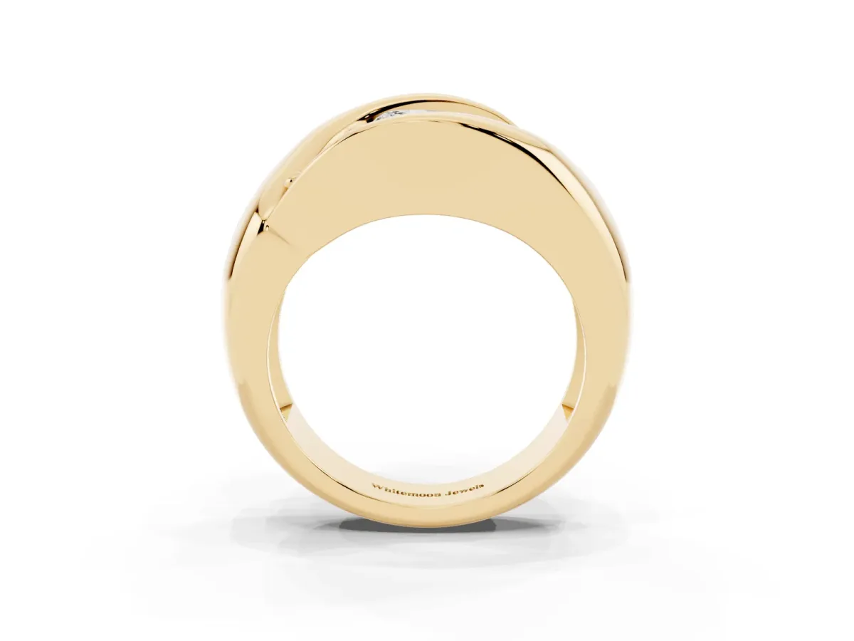 Channel Set Pear Cut Diamond Crossover Band Yellow gold