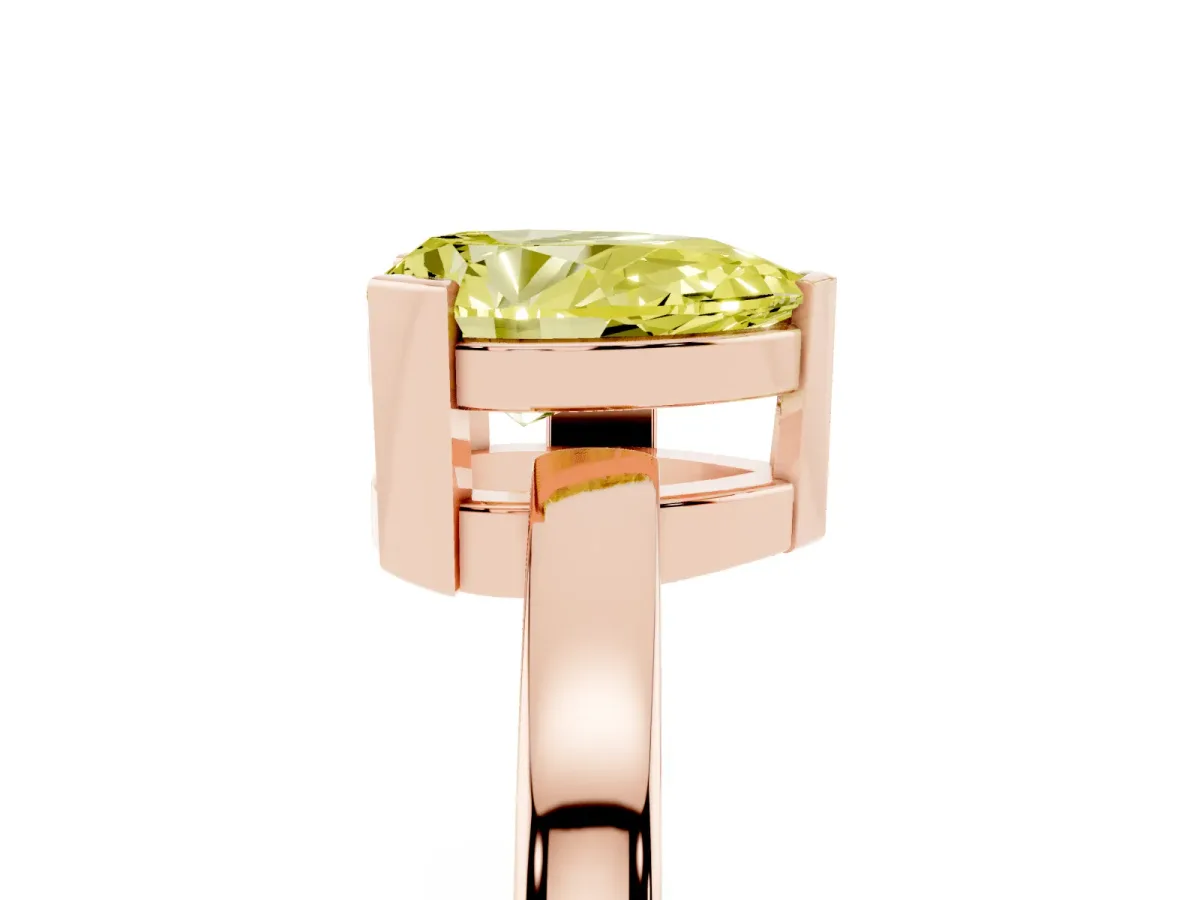 Fancy Yellow Pear Cut Cut Solitaire Ring with Four-Prong Setting and Classic Band Rose gold