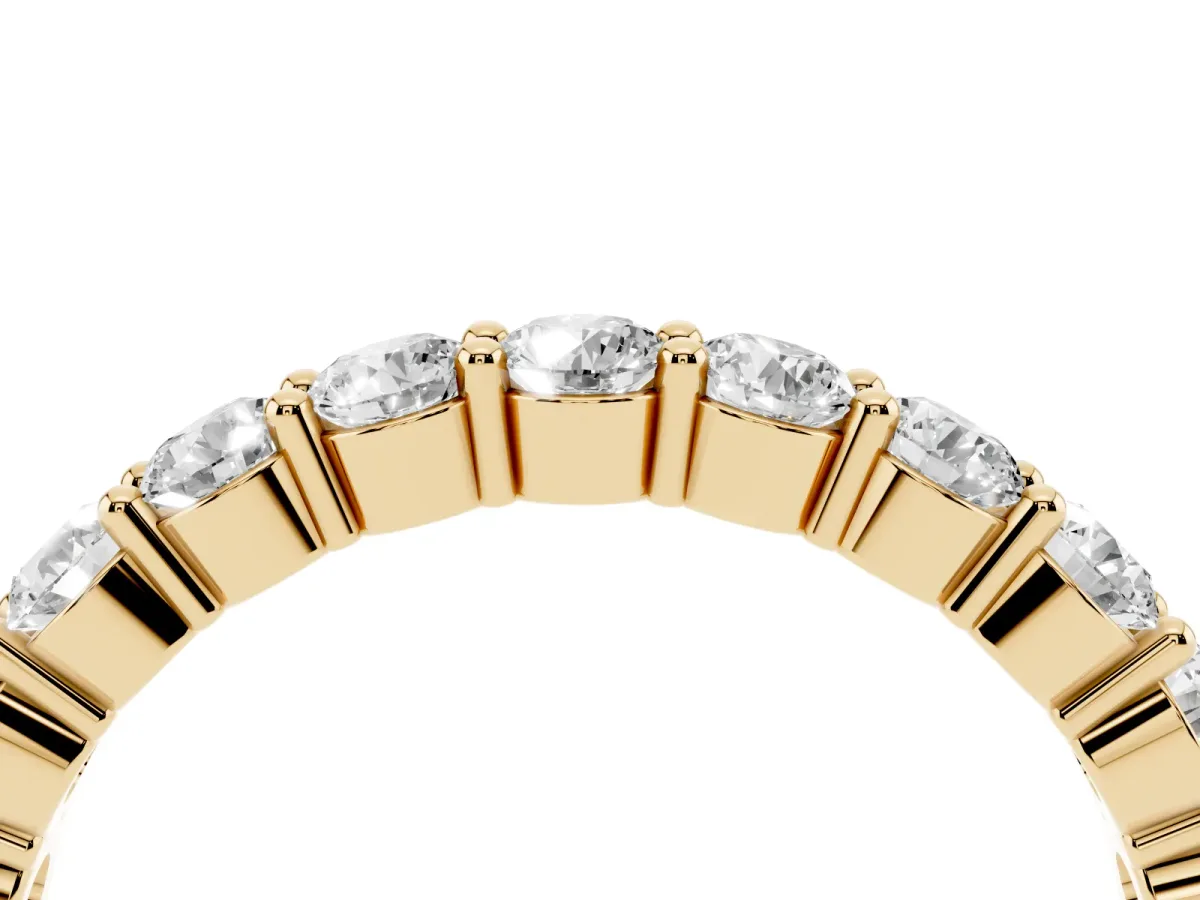 Round Diamond Half Eternity Band with Prong Setting Yellow gold