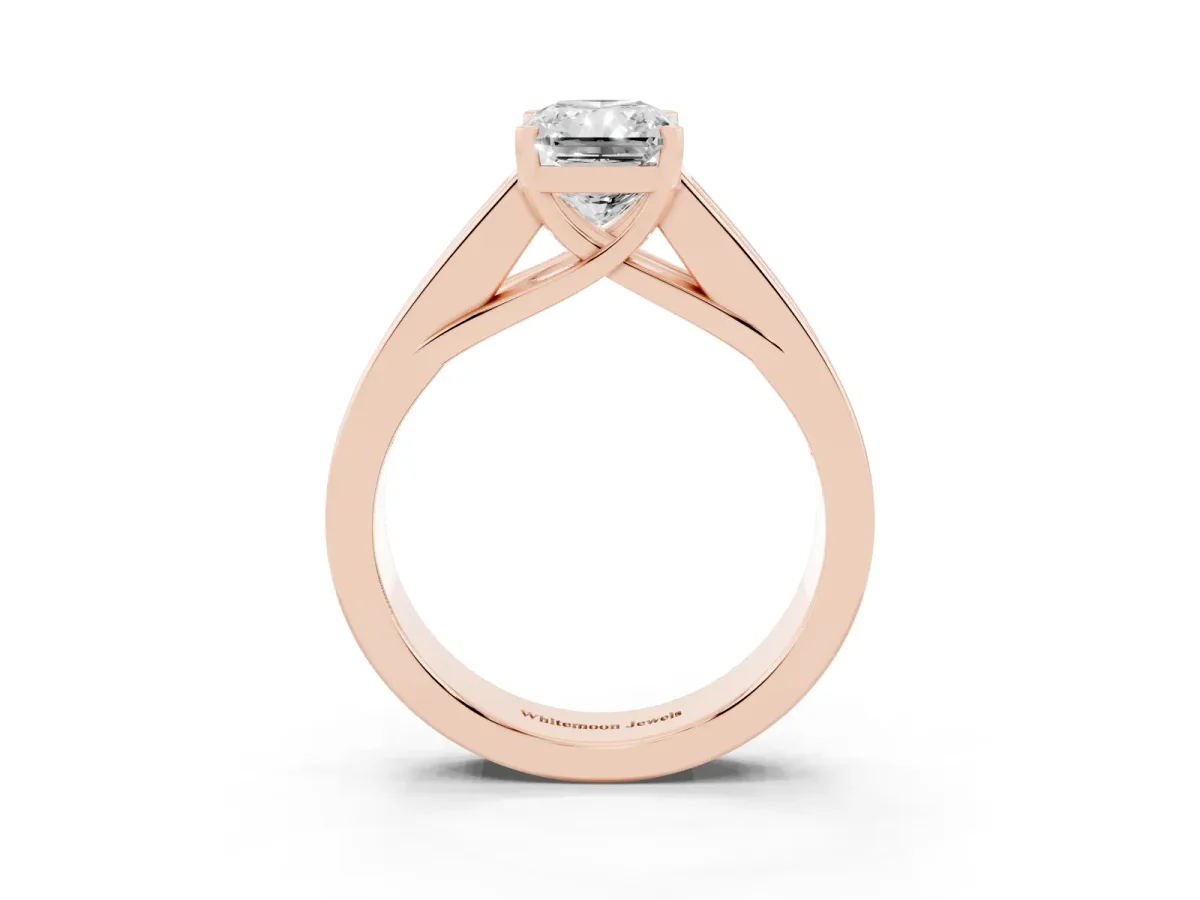 Radiant Cut Cut Channel Set Solitaire Ring with Four-Prong Setting Rose gold