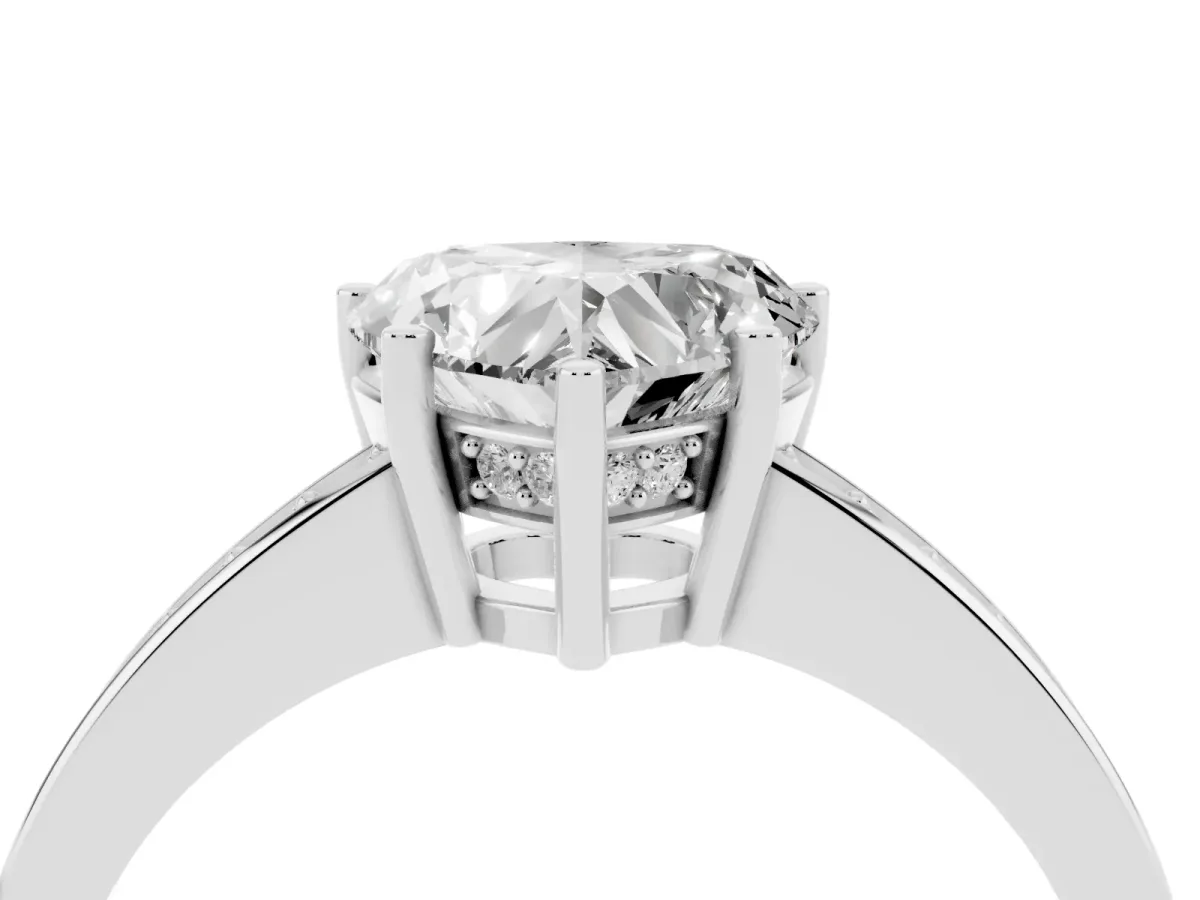 Heart Cut Solitaire Pavé Band Prong Setting Ring Platinum